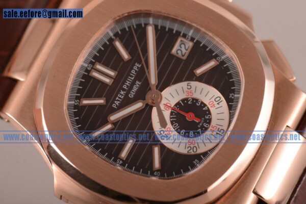 Perfect Replica Patek Philippe Nautilus Chrono Watch Rose Gold Case 5980R-002